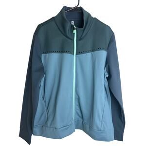 Fabletics Green Cleo Size 1X Mock Neck Long Sleeve Full Zip Up Jacket